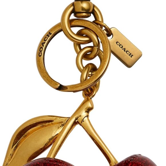 Women's Resin Cherry Bag Charm Keychain Durable Glitter Accessory Hand Wash - Picture 1 of 5